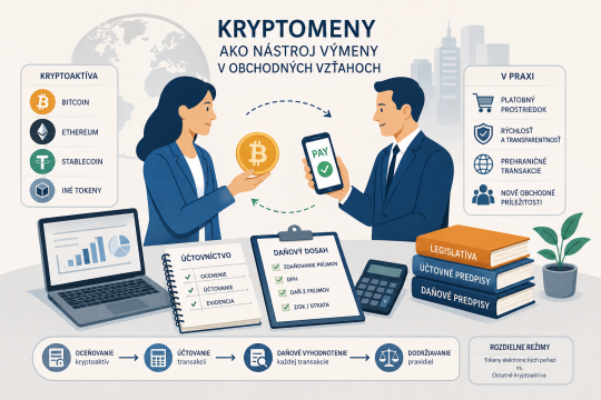 Platby kryptoaktívami: účtovanie, dane a DPH